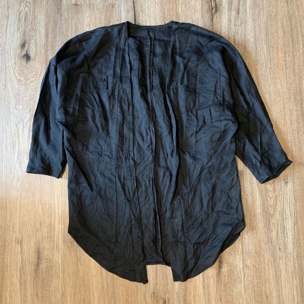 Lolita Italy linen open front long sleeve shirt w/ pockets - size‎ large womens